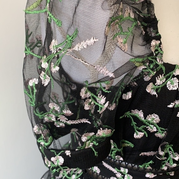 NWT Lulus Radiant Love Black Embroidered Skater Dress S - Picture 7 of 14